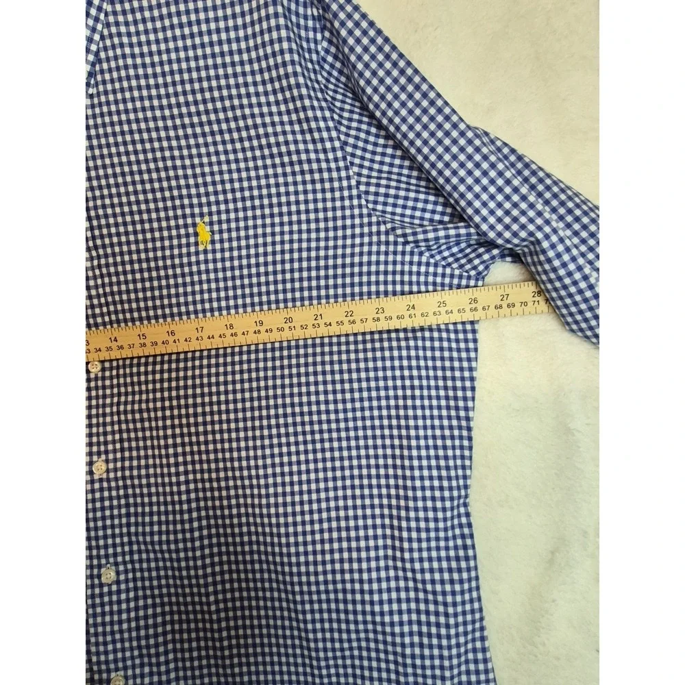 Polo Ralph Lauren Button Down Shirt Mens XL Blue White Gingham Check Cotton Pony